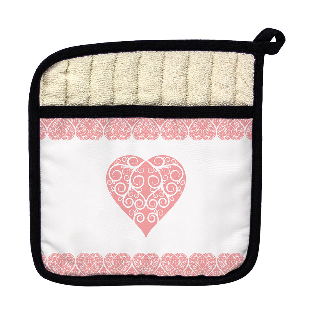 Pot Holder Intricate Heart Ribbon