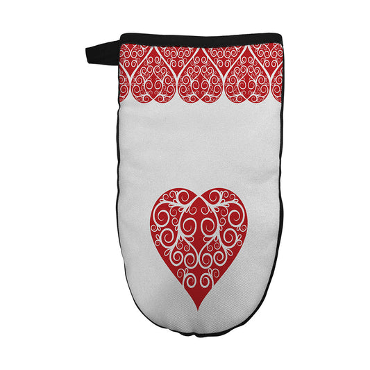 Oven Mitt Intricate Heart Ribbon