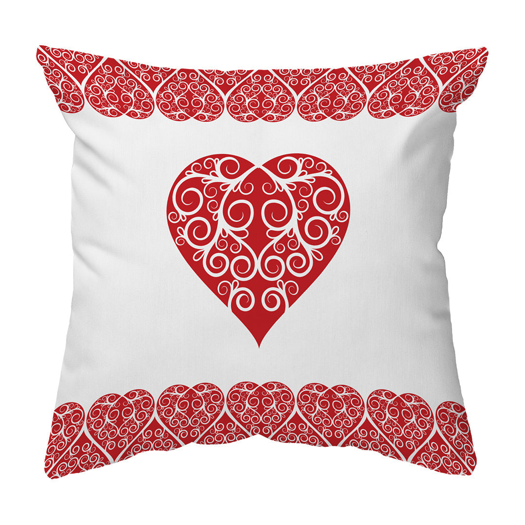 Zippered Pillow Intricate Heart Ribbon