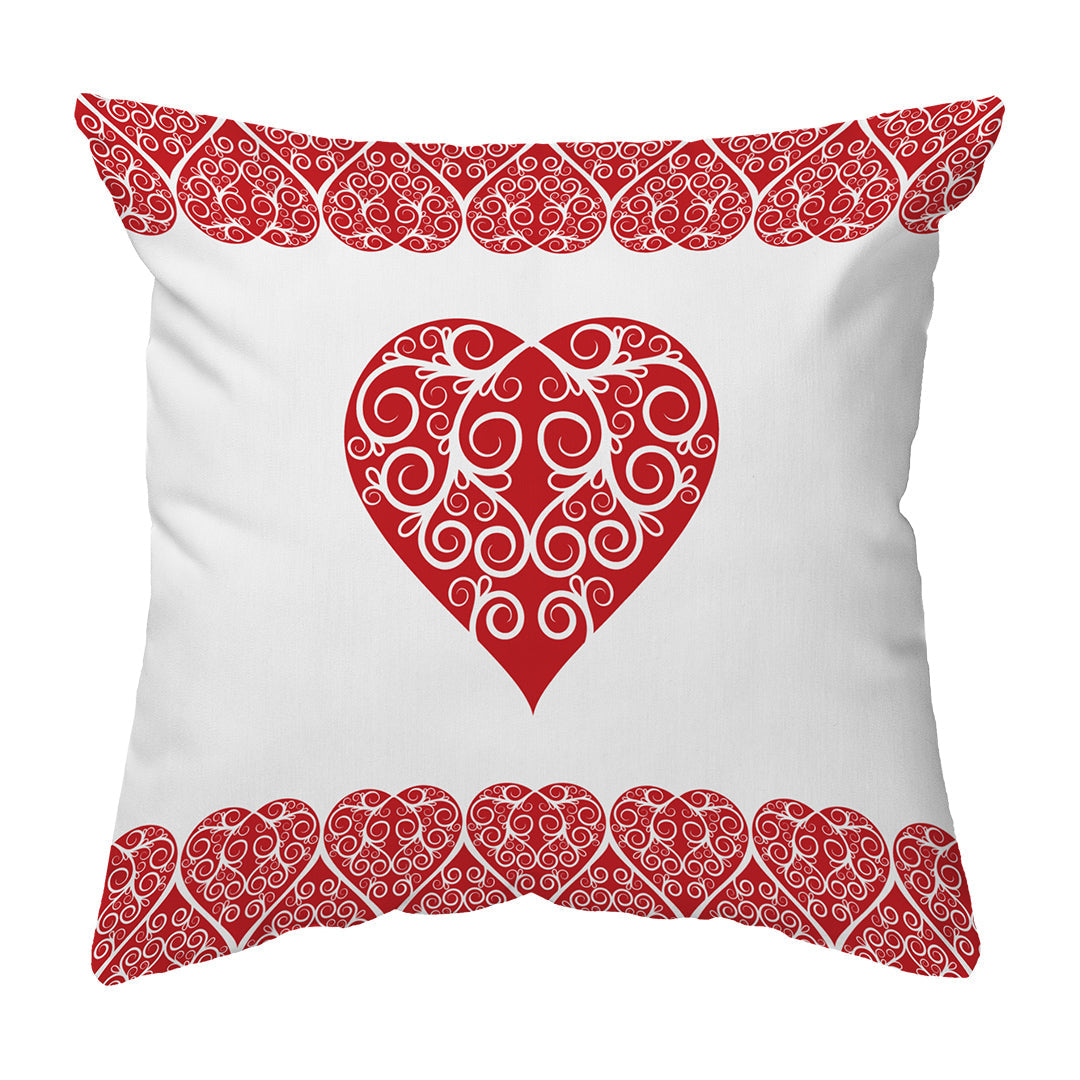 Throw Pillow Intricate Heart Ribbon