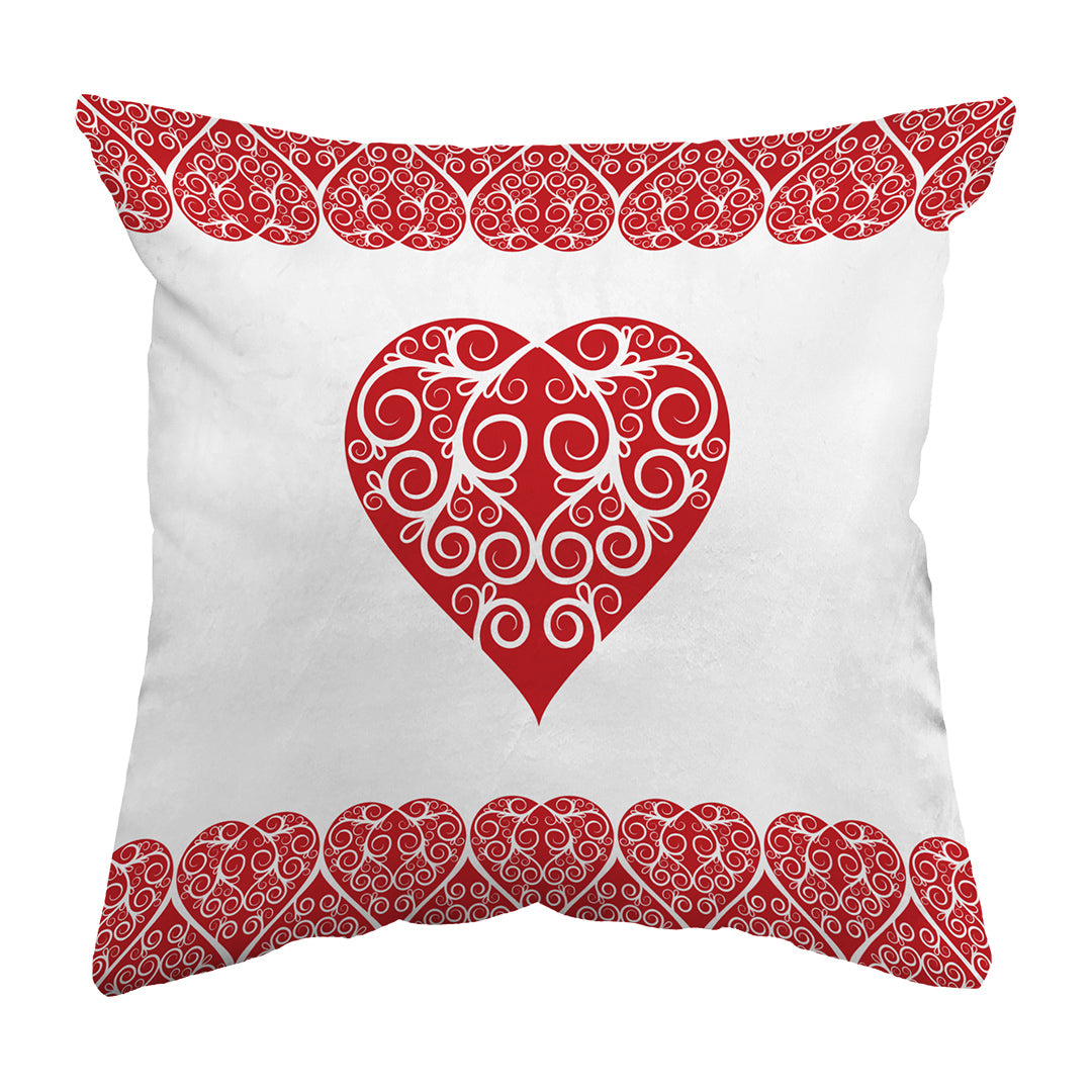 Zippered Pillow Intricate Heart Ribbon