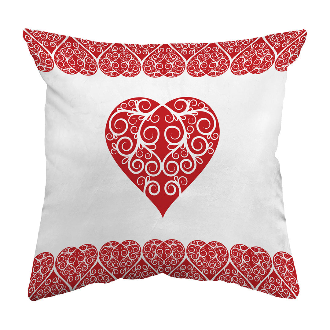 Zippered Pillow Shell Intricate Heart Ribbon