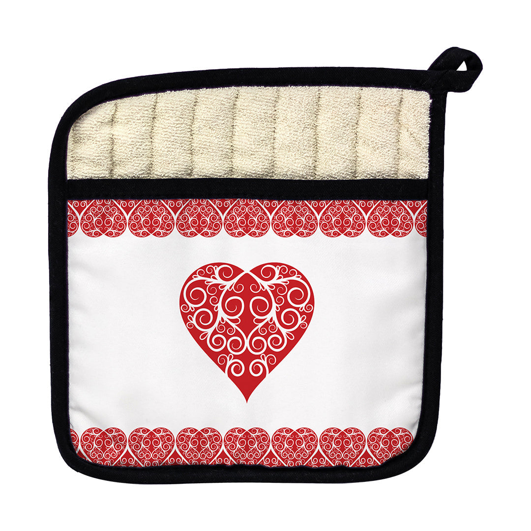 Pot Holder Intricate Heart Ribbon