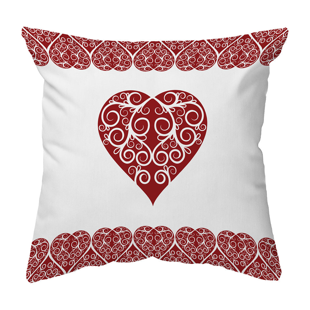 Zippered Pillow Shell Intricate Heart Ribbon