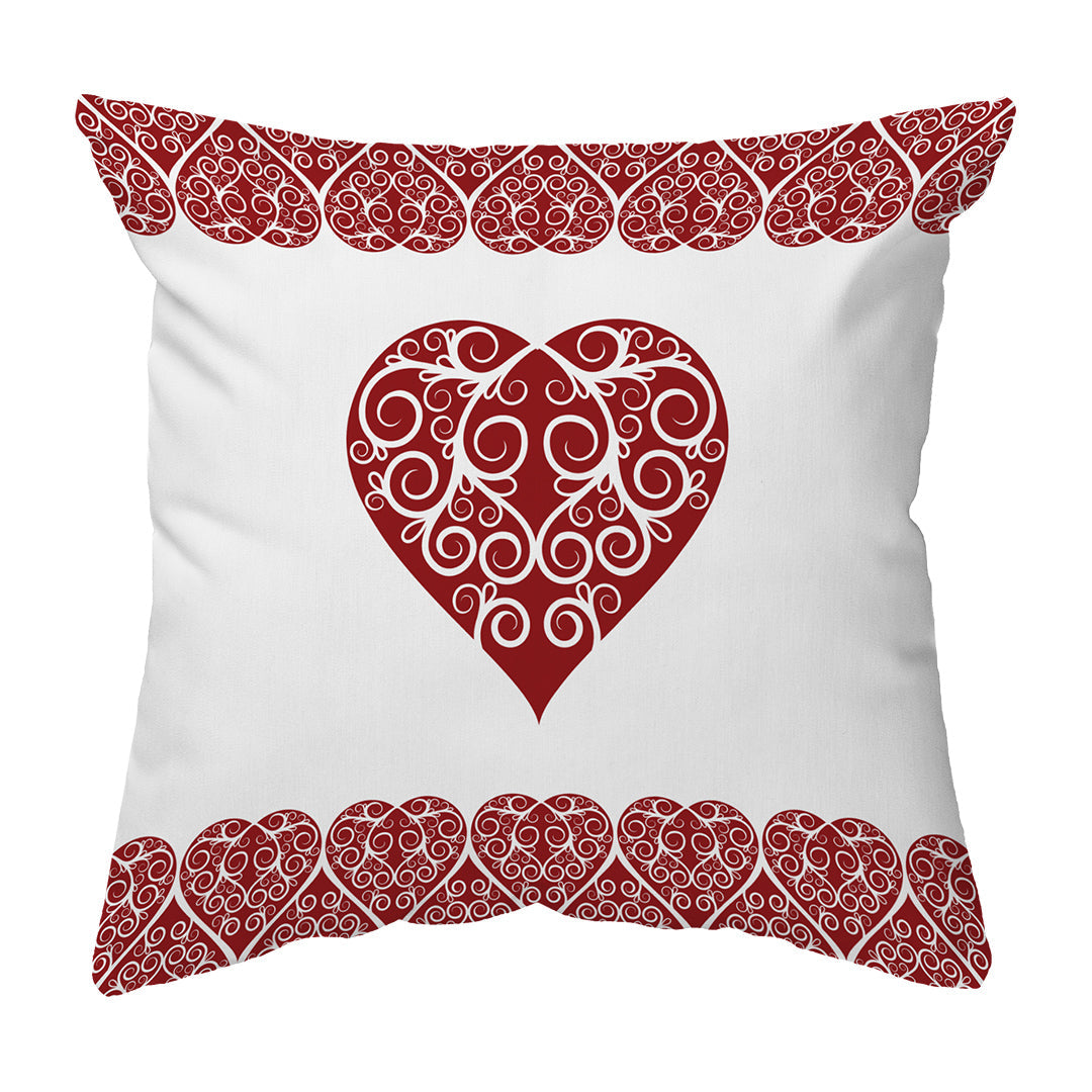 Zippered Pillow Intricate Heart Ribbon