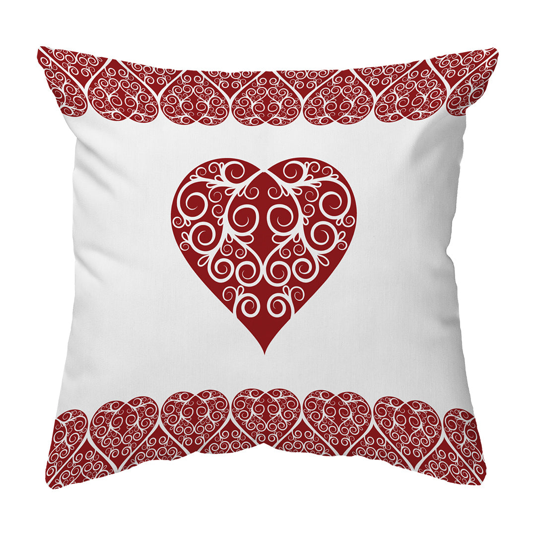 Zippered Pillow Shell Intricate Heart Ribbon