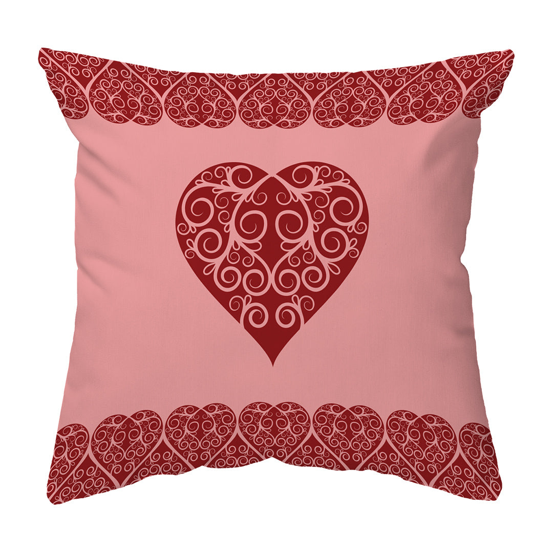 Zippered Pillow Shell Intricate Heart Ribbon