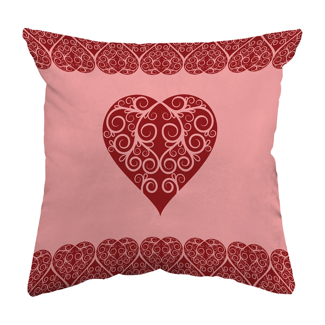 Zippered Pillow Intricate Heart Ribbon