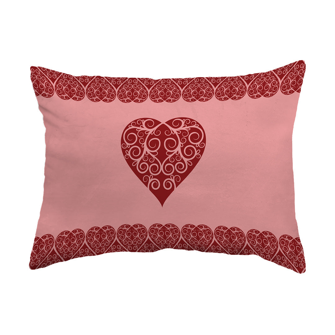 Zippered Pillow Shell Intricate Heart Ribbon