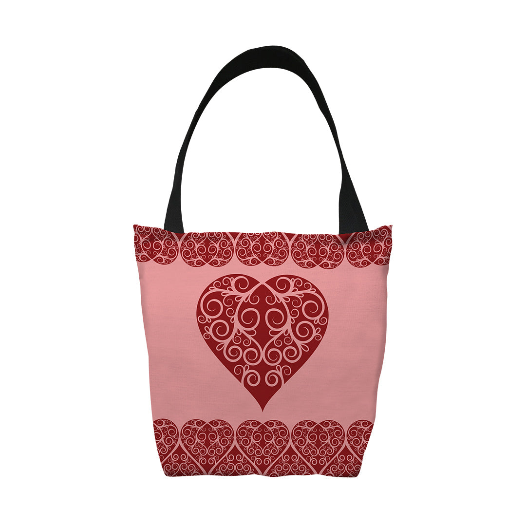Tote Bags Intricate Heart Ribbon