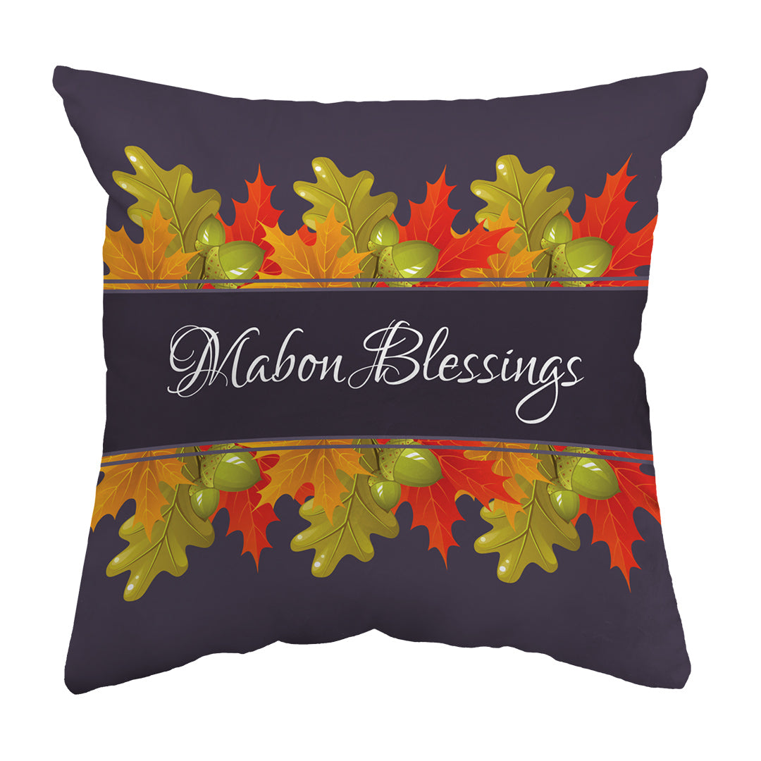 Throw Pillow Mabon Blessings Leaves