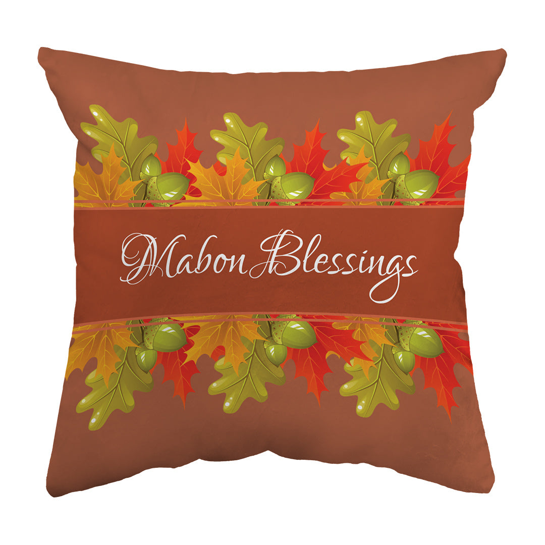 Throw Pillow Mabon Blessings Leaves
