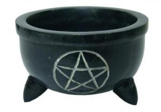 Soapstone Pot with Pentacle 4"