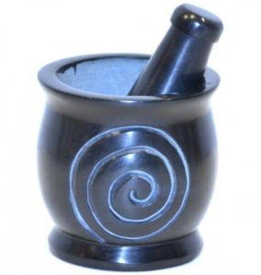 Mortar & Pestle Soapstone with Spiral 3"