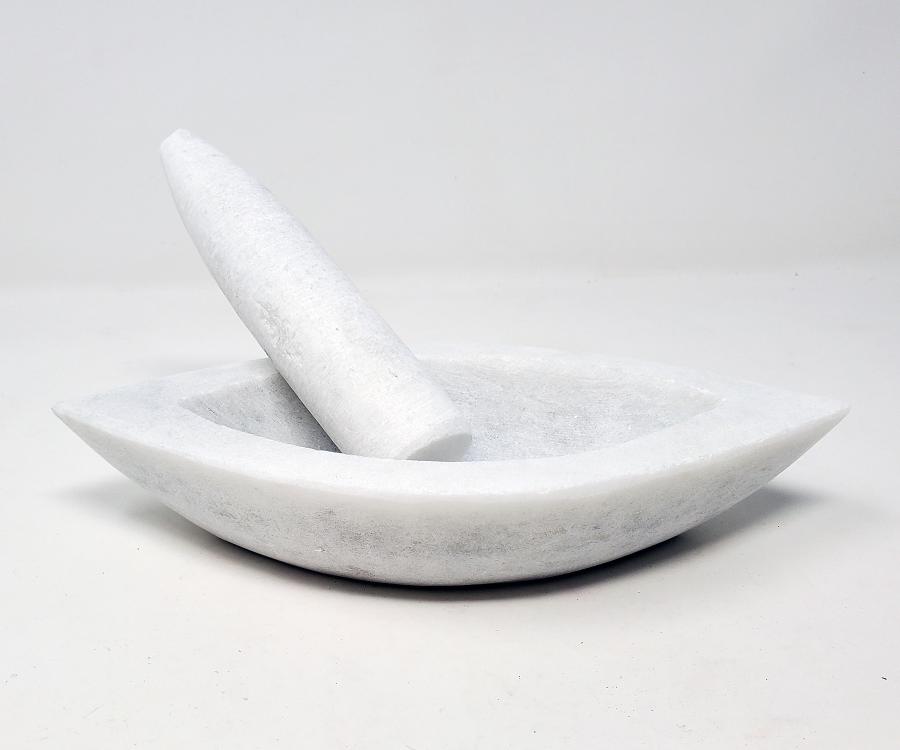 Mortar & Pestle Marble Boat 8"